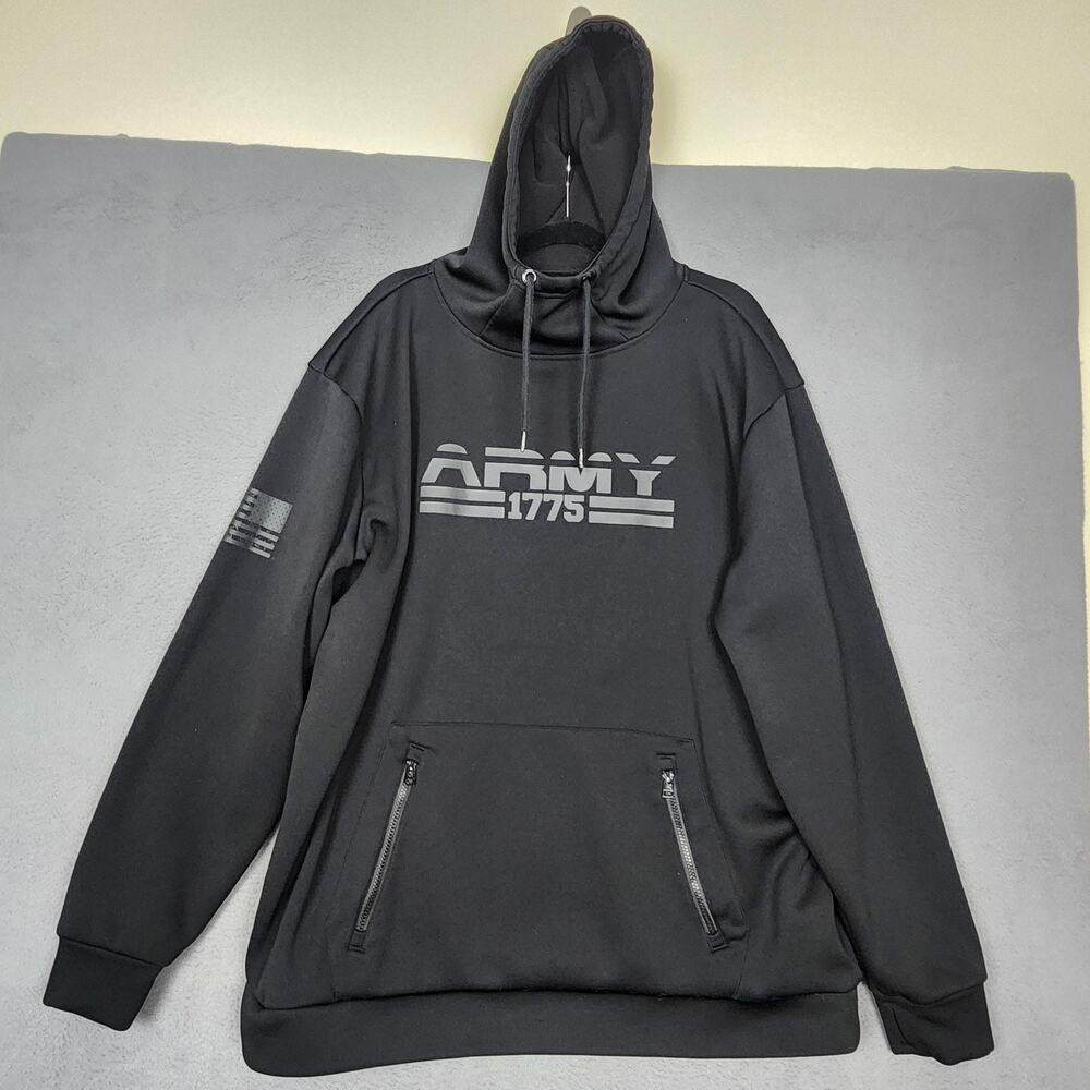 Army Performance Hoodie Mens 2XL Black Pullover Fleece ARMY 1775 Flag Graphic